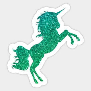 Green Ombre Faux Glitter Unicorn Sticker